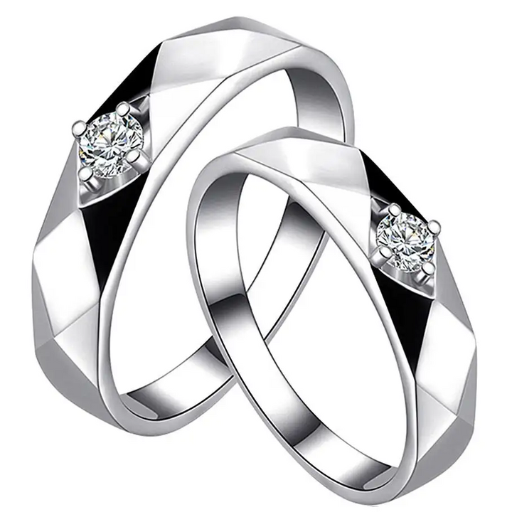 Damen Herren Ring Partnerringe Breit mit Zirkonia Sterlingsilber - Vipfashion797