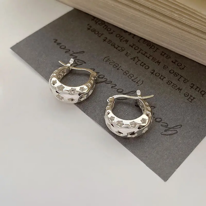 Ohrringe Creolen Sterne Sterling Silber 925 Damen Kreolen - Vipfashion797