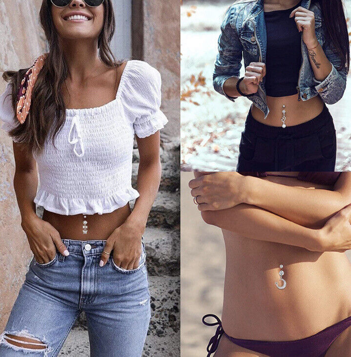 Herz Bauchnabel Piercing Gebogener Stab Zirkon Nabel hervorragende Qualität Neu - Vipfashion797