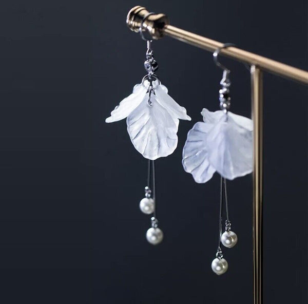Damen Ohrhänger Sterling Silber 925  Blüte Lasurit Perle Ohrringe