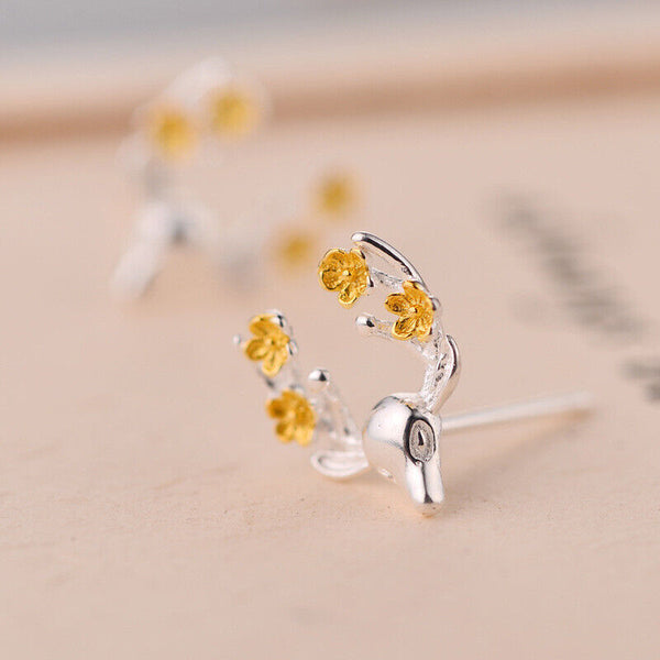 Damen Ohrringe Reh18k Sterling Silber 925er Ohrstecker Weihnachten