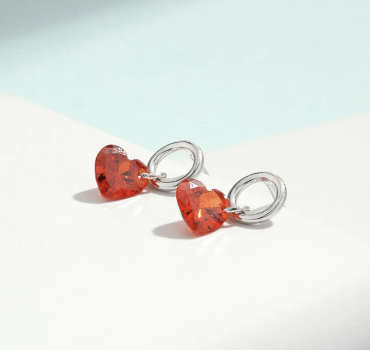Ohrstecker Herz Sterling Silber 925 Zirkonia Mädchen Damen Ohrringe - Vipfashion797