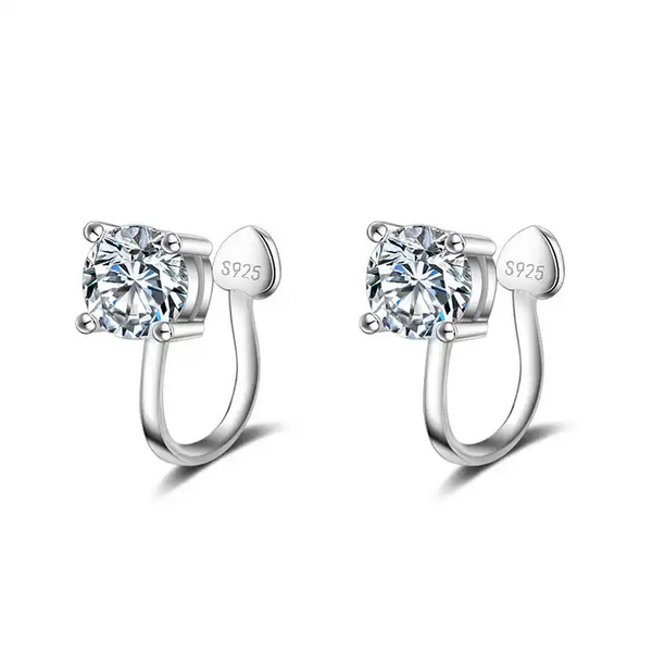 Ohrklemme Rund Silber 925 Zirkonia Damen Ohrringe Ear Cuff Ohne Loch