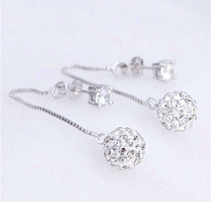 Damen Ohrringe Durchzieher Silbern Kugel 18k Ohrhänger - Vipfashion797