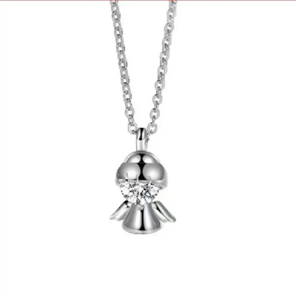 Halskette Anhänger Engel Sterling Silber 925 Zirkonia Perle Damen Mädchen - Vipfashion797