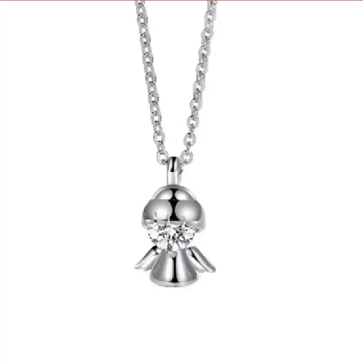 Halskette Anhänger Engel Sterling Silber 925 Zirkonia Perle Damen Mädchen - Vipfashion797