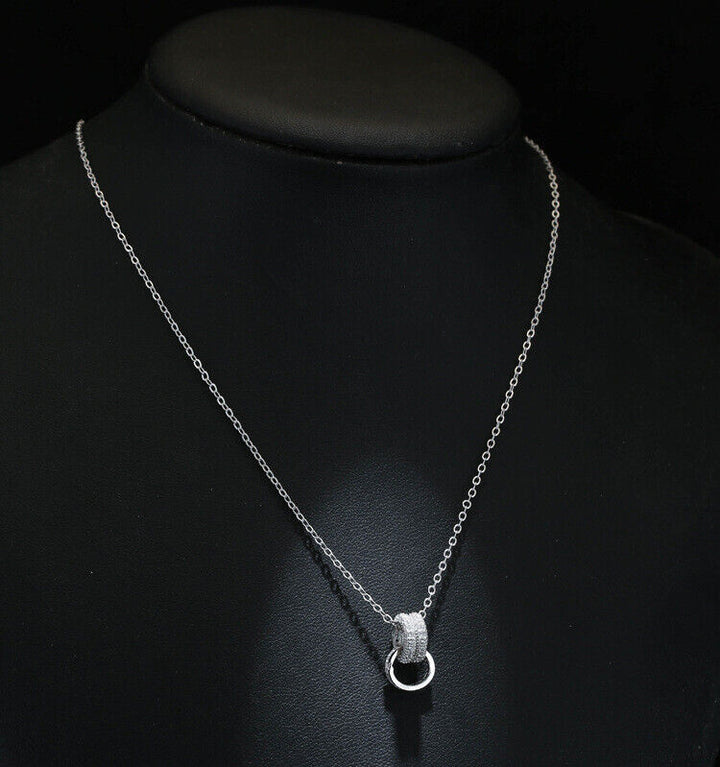 Halskette Ringes Sterlingsilber 925 Zirkonia Damenkette - Vipfashion797