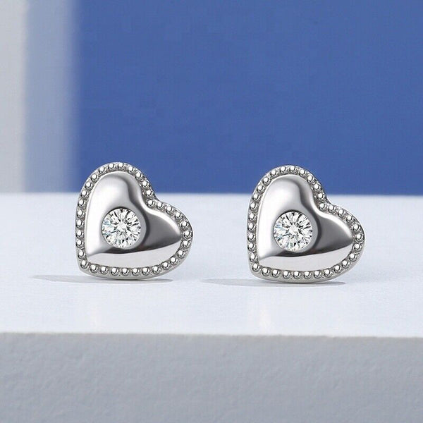 Mini ohrstecker 925 Sterling Silber Herz Zirkonia Damen Ohrringe