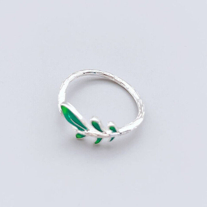 Ring Grüne Blätter Silber 925 offen Damen Mädchen 50-56 verstellbar - Vipfashion797