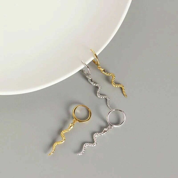 Creole Anhänger Schlangen Sterling Silber 925 Damen Ohrring