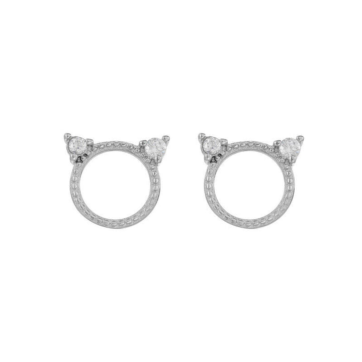 Ohrstecker Katze Sterling Silber 925 Zirkonia Damen Ohrringe 8mm - Vipfashion797