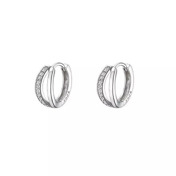 Creolen Doppelreihen Sterling Silber 925 Damen Klapp Kreolen Ohrringe