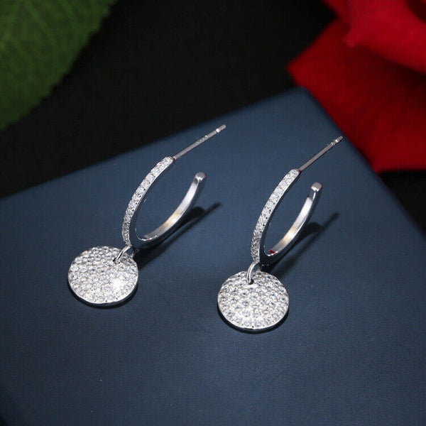 Ohrringe Creole mit Anhänger Kreis Sterlingsilber 925 mit Zirkonia