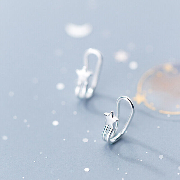 Ohrklemme Stern Sterling Silber 925 & 18k Damen Mädchen Ohrringe