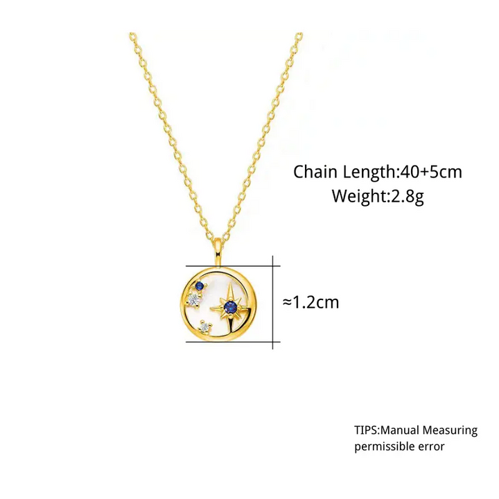 Damen Halskette Blauer Zirkon Stern Silber 925 Zirkonia Collier - Vipfashion797