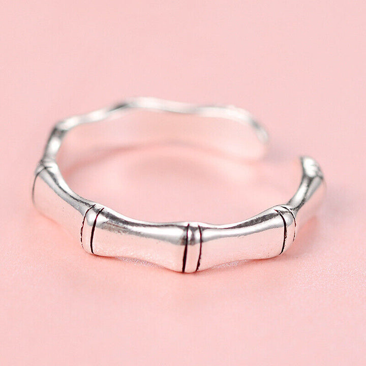 Ring Bambus Sterling Silber 925 Damen Schmuck verstellbar 52-55 - Vipfashion797