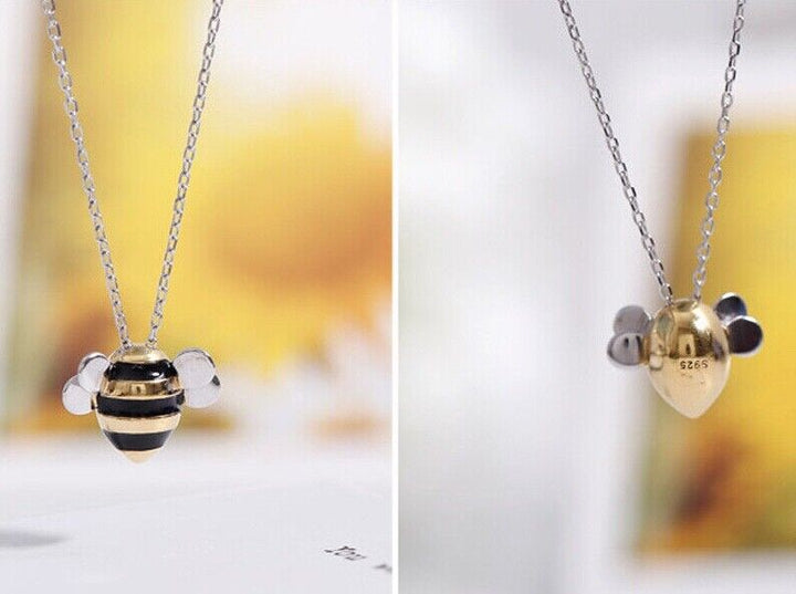 Halskette Biene Sterling Silber 925 Damen Mädchen Kinder Kette - Vipfashion797