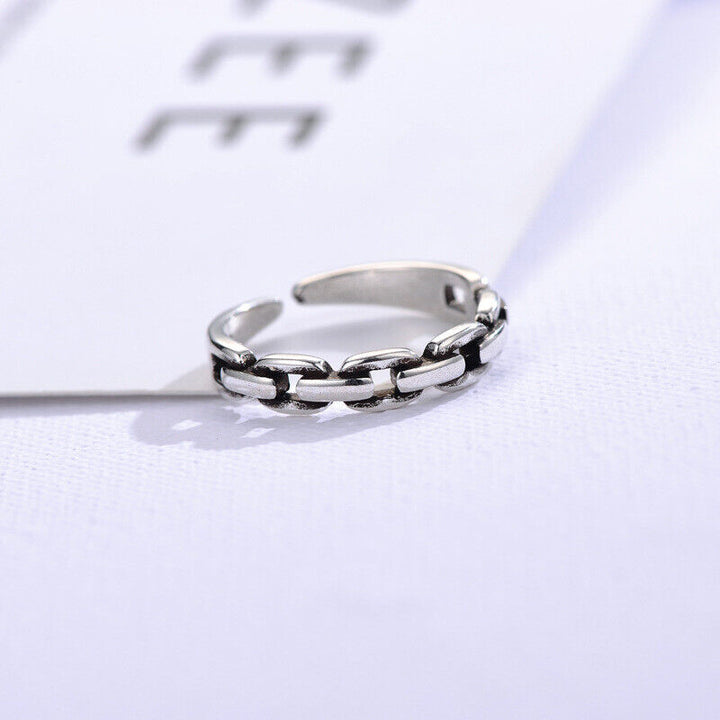 Ring Kette Sterling Silber 925 Geschwärzt Damen verstellbar 51-54 - Vipfashion797