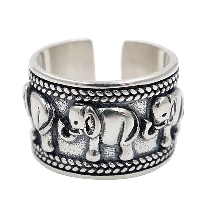 Damen Ring Elefant Sterling Silber 925 Geschwärzt - Vipfashion797