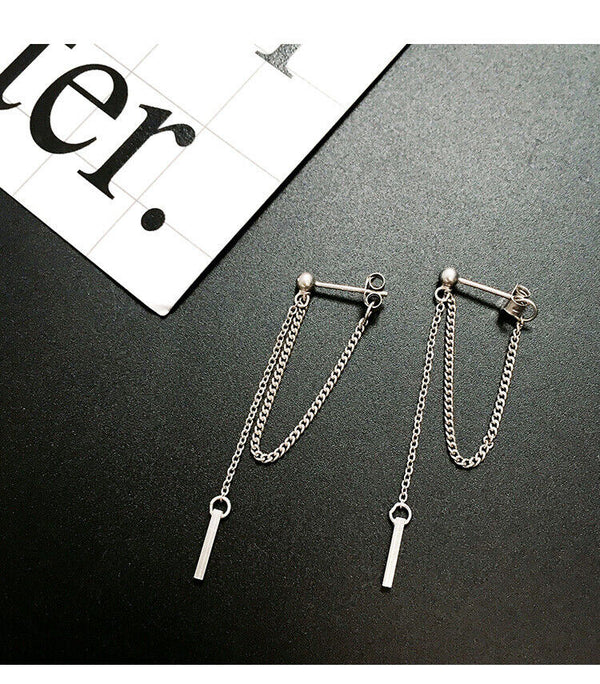 Ohrstecker Sterling Silber 925 lang Kette Damen Ohrringe