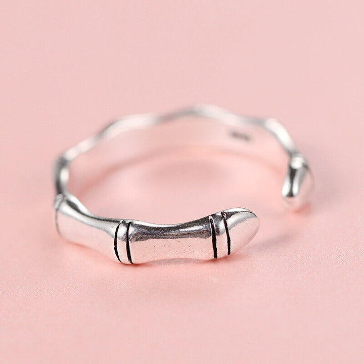 Ring Bambus Sterling Silber 925 Damen Schmuck verstellbar 52-55 - Vipfashion797