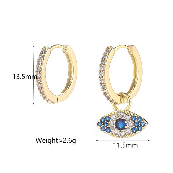Creolen m. Anhänger Auge Sterling Silber 925 Damen Ohrringe - Vipfashion797