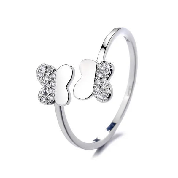 Schmetterling Ring Sterling Silber 925 mit Zirkonia Größe verstellbar