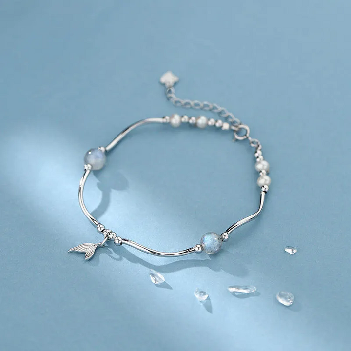 Armband Fisch Mondstein Sterling Silber 925 Schlank Arm Kinder Armkette - Vipfashion797