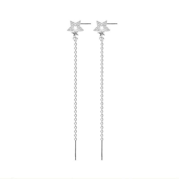 Ohrstecker Stern Sterlingsilber 925 Lange Kette Damen Ohrringe