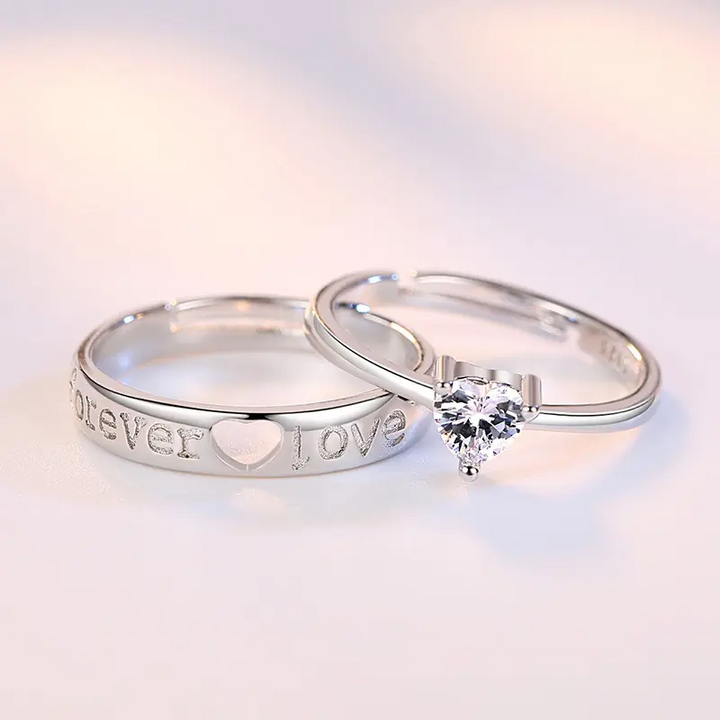 Herz Ring Partnerringe Silber 925 Set 2 Ring Trauringe Freundschaftsringe - Vipfashion797