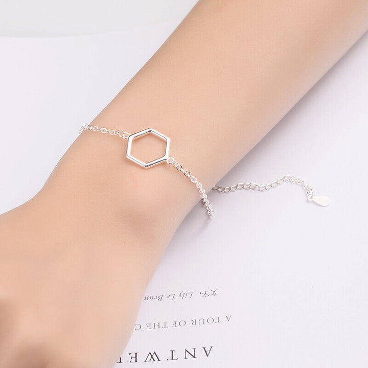 Armkette sechseckig Sterlingsilber 925 Damen Armband - Vipfashion797