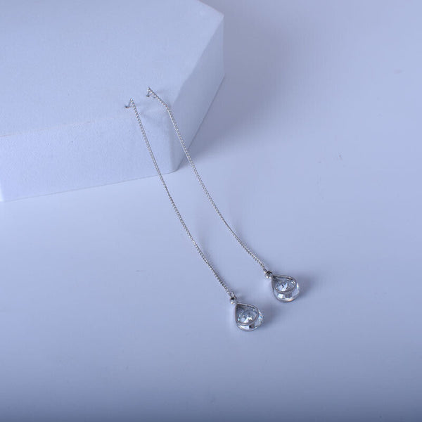 Damen Ohrringe Silber 925 Durchzieher Tropfen Zirkonia