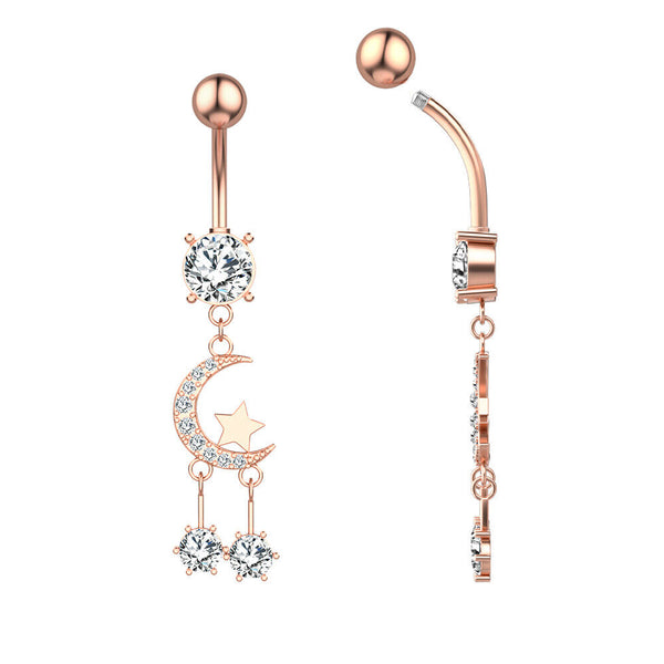 Edelstahl Bauchnabel Piercing mond Gebogener Stab Zirkon Nabel Banane Kette