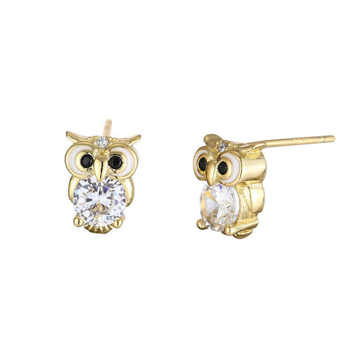 Ohrringe Eule Sterling Silber 925 mit Zirkonia Damen Ohrstecker - Vipfashion797