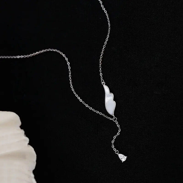 Halskette Engelflügel Sterling Silber 925 Perlmutt Collier Damenkette