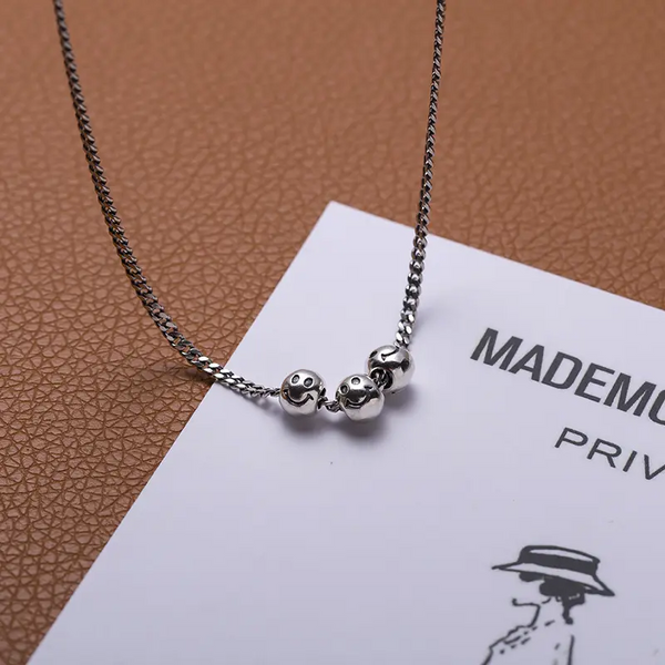 Halskette Balls smile Sterling Silber 925 geschwärzt Damenkette