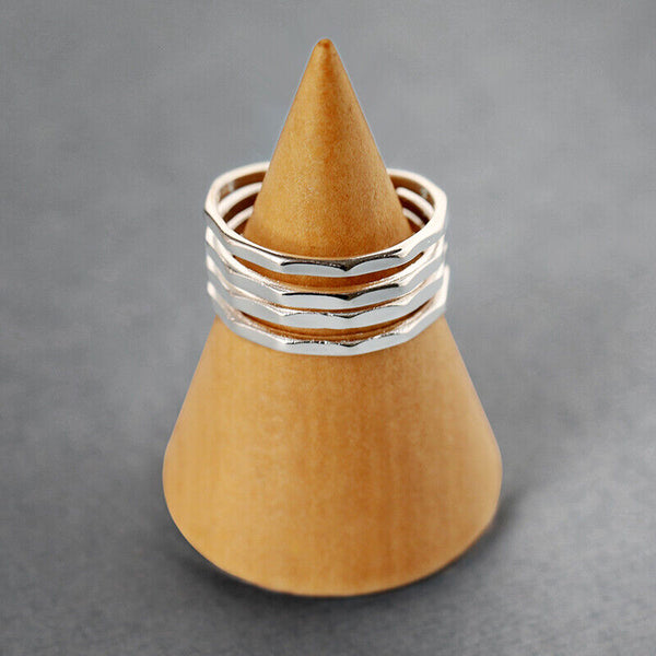 Vier Rund Ring Sterling Silber 925 Anpassbar für alle Größen