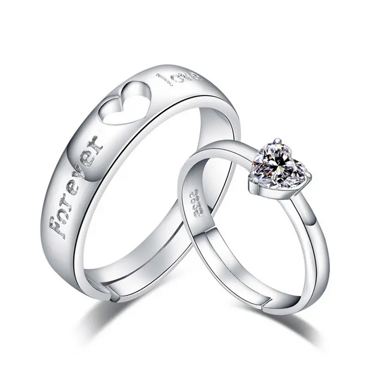Herz Ring Partnerringe Silber 925 Set 2 Ring Trauringe Freundschaftsringe - Vipfashion797