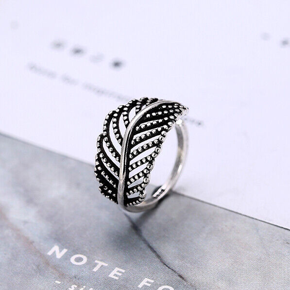 Damen Ring Blatt Sterling Silber 925 Damen Größenveränderbare 47-51