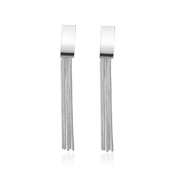 Damen chnuppe lang Ohrhänger Sterlingsilber 925 Ohrringe (Glatt)