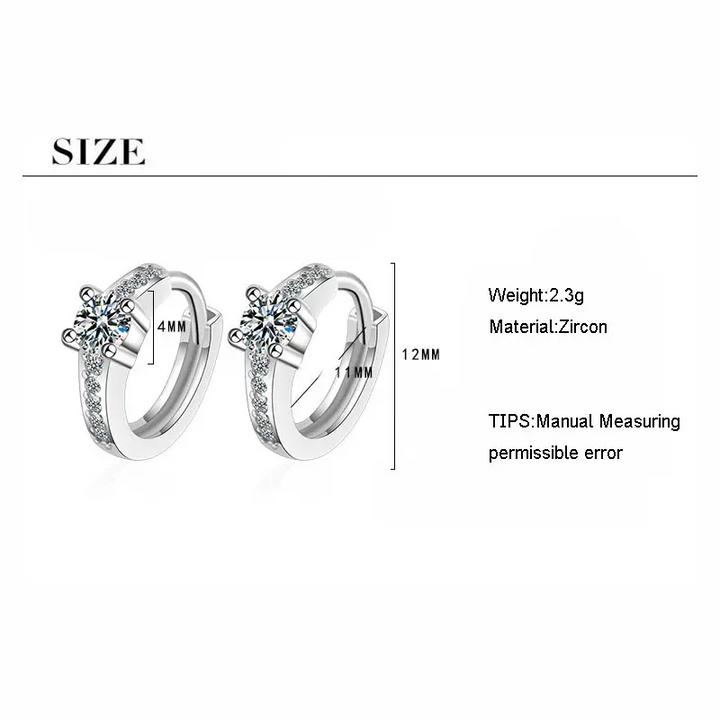 Kleine Creolen mit Zirkonia Sterlingsilber 925 Rund Damen Ohrringe - Vipfashion797