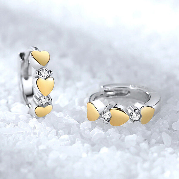 Creolen Drei Herzen Sterling Silber 925 mit Zirkonia Damen Mädchen Ohrring