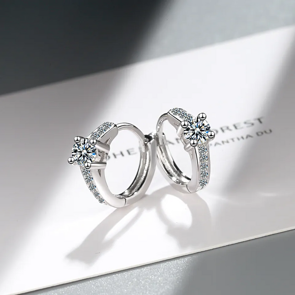 Kleine Creolen mit Zirkonia Sterlingsilber 925 Rund Damen Ohrringe - Vipfashion797