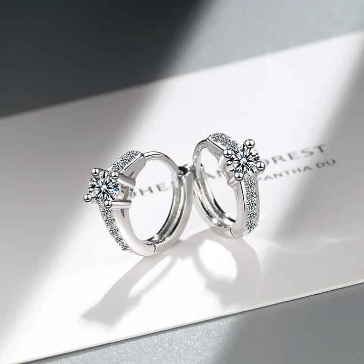 Kleine Creolen mit Zirkonia Sterlingsilber 925 Rund Damen Ohrringe - Vipfashion797