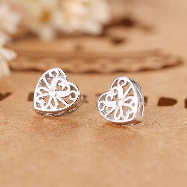 Herz Ohrstecker Sterling Silber 925 Damen Ohrringe Antik
