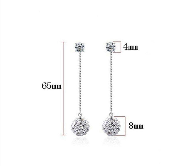Damen Ohrringe Durchzieher Silbern Kugel 18k Ohrhänger - Vipfashion797