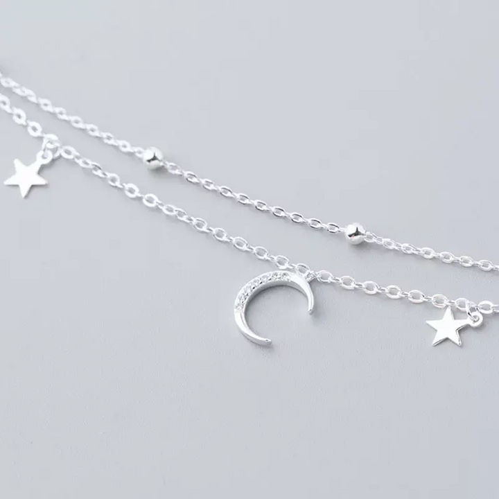 Doppel Armekette Sterlingsilber Sterne Damen kette 18.5 cm - Vipfashion797