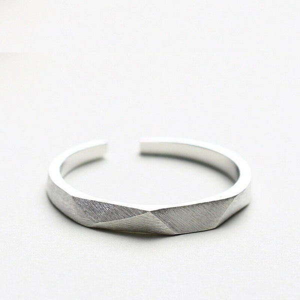 Damen Ring Geometrisch echt Silber 925 gebürstet Damen 48 - 51 verstellbar - Vipfashion797