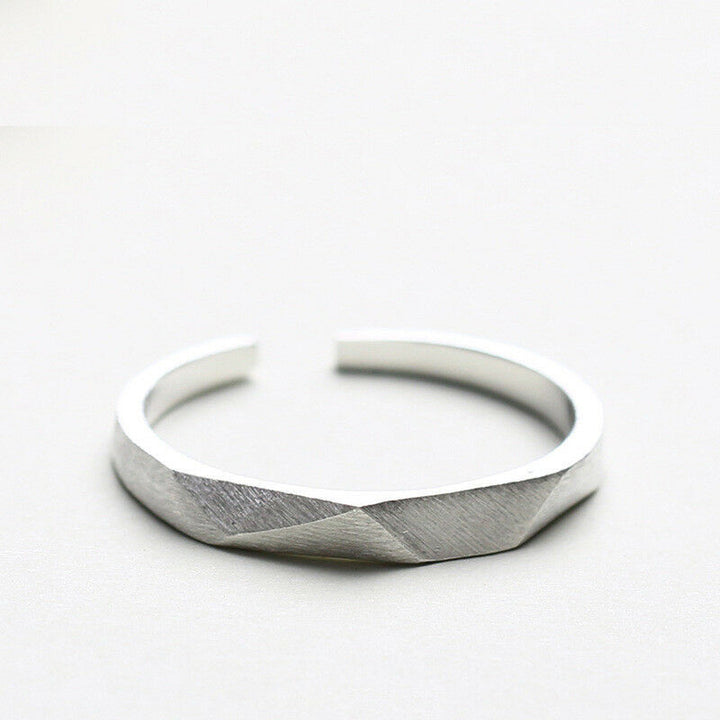 Damen Ring Geometrisch echt Silber 925 gebürstet Damen 48 - 51 verstellbar - Vipfashion797