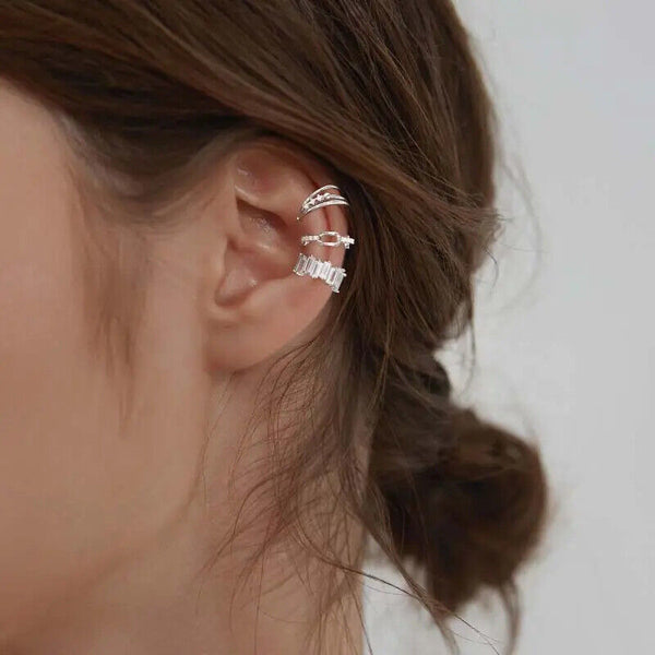 Ohrklemme Sterlingsilber 925 Zirkonia Damen Ohrringe 1 Stück ohne Loch